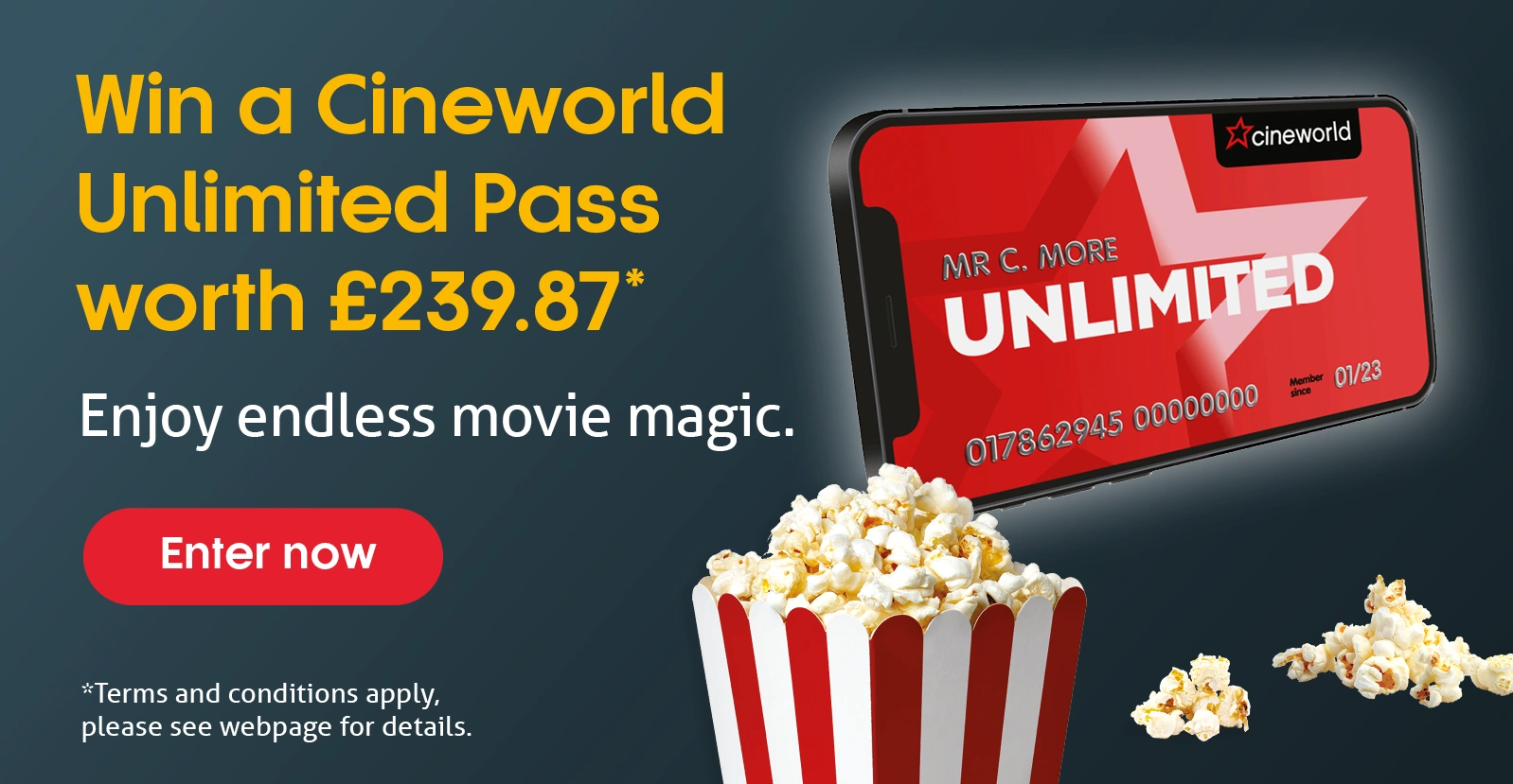 Win a Cineworld Unlimited Pass wort £239.87